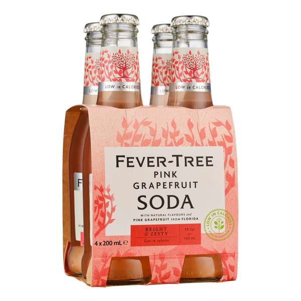 Fever Tree Pink Grapefruit Soda 200ml Bottle 4 Pack Camperdown Cellars