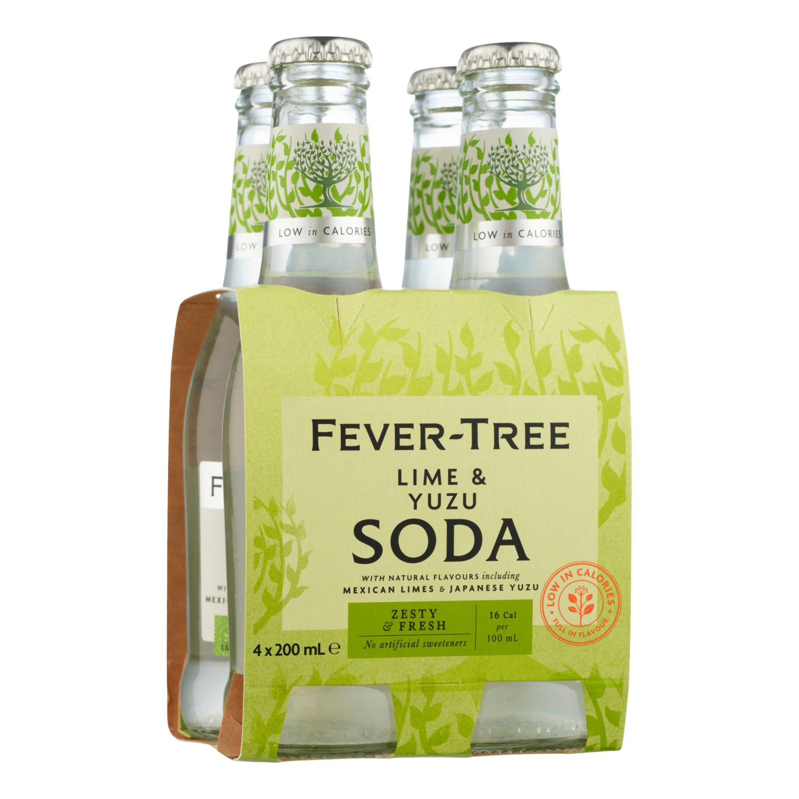 Fever Tree Lime & Yuzu Soda 200ml Bottle 4 Pack