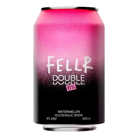 Fellr DOUBLE Seltzer Watermelon 6% 330ml Can 4 Pack