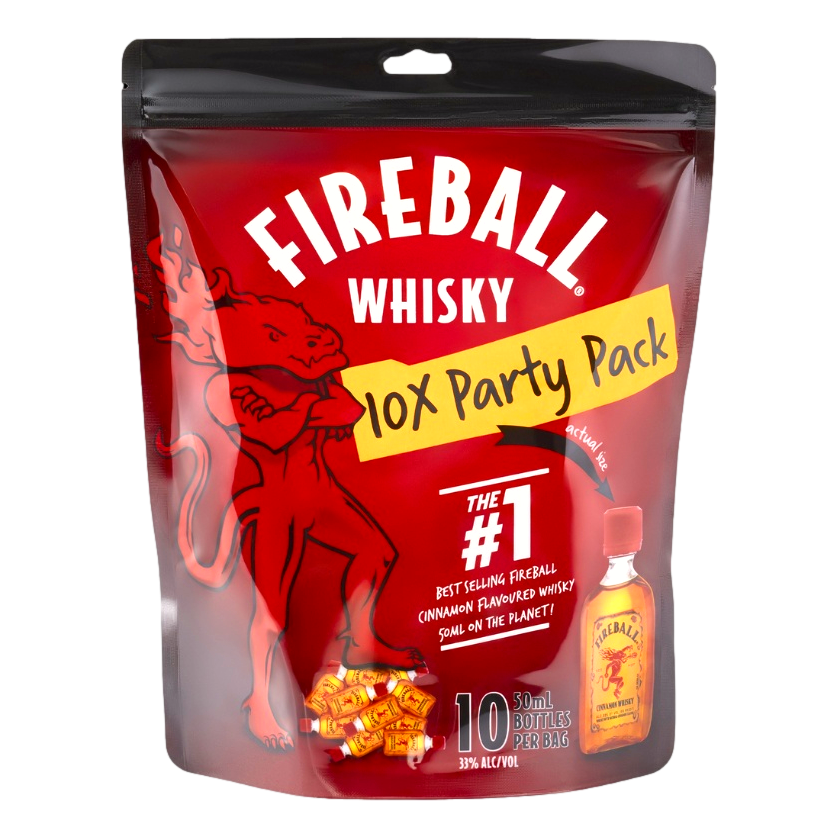 Fireball Cinnamon Whisky Liqueur Mini 50ml - 10 Pack