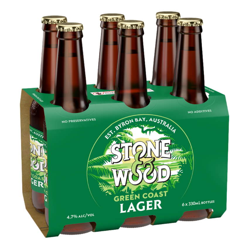 Stone & Wood Green Coast Lager 330ml Bottle 6 Pack