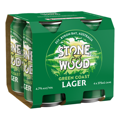 Stone & Wood Green Coast Lager 375ml Can 4 Pack