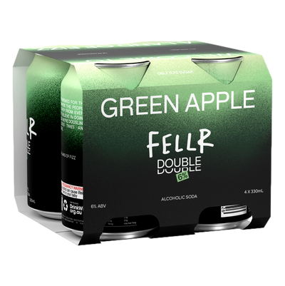 Fellr DOUBLE Seltzer Green Apple 6% 330ml Can 4 Pack