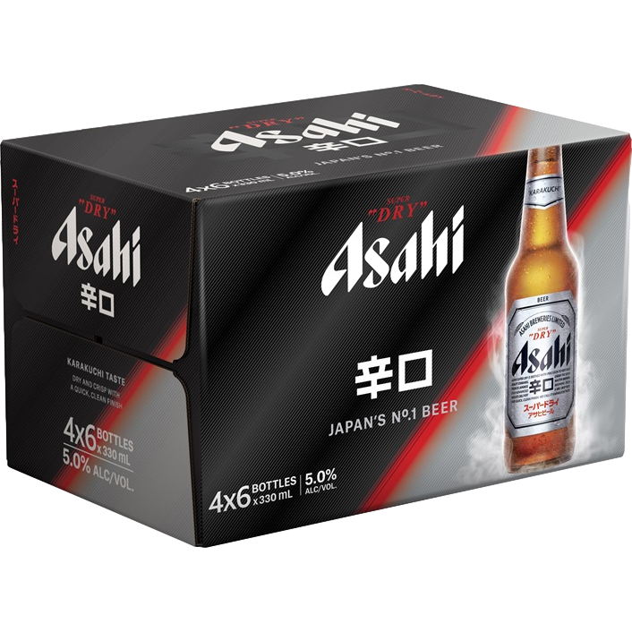 Asahi Super Dry Lager 330ml Bottle Case of 24
