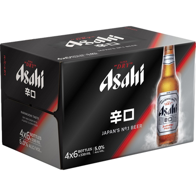 Asahi Super Dry Lager 330ml Bottle Case of 24