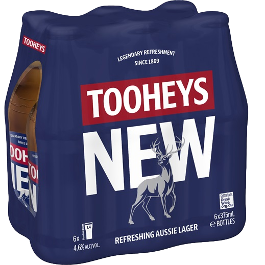 Tooheys New Lager 375ml Bottle 6 Pack