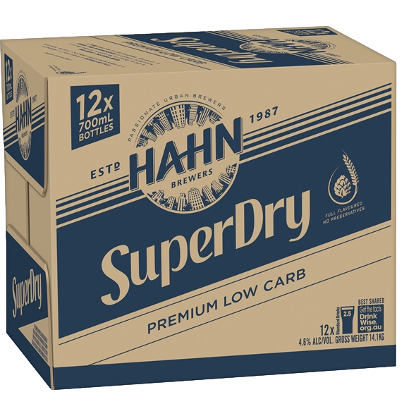 Hahn Super Dry Lager 700ml Bottle Case of 12