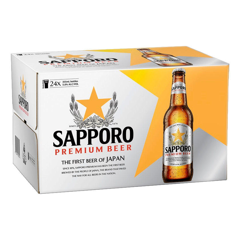 Sapporo Premium Lager 355ml Bottle Case of 24