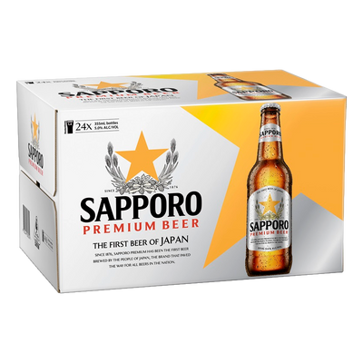 Sapporo Premium Lager 355ml Bottle Case of 24