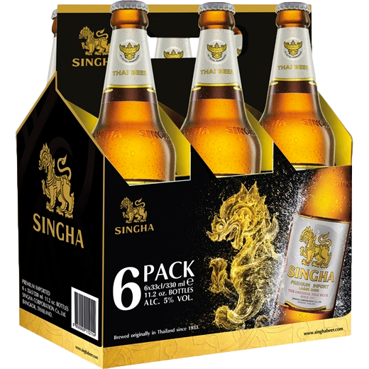 Singha Premium Lager 330ml Bottle 6 Pack