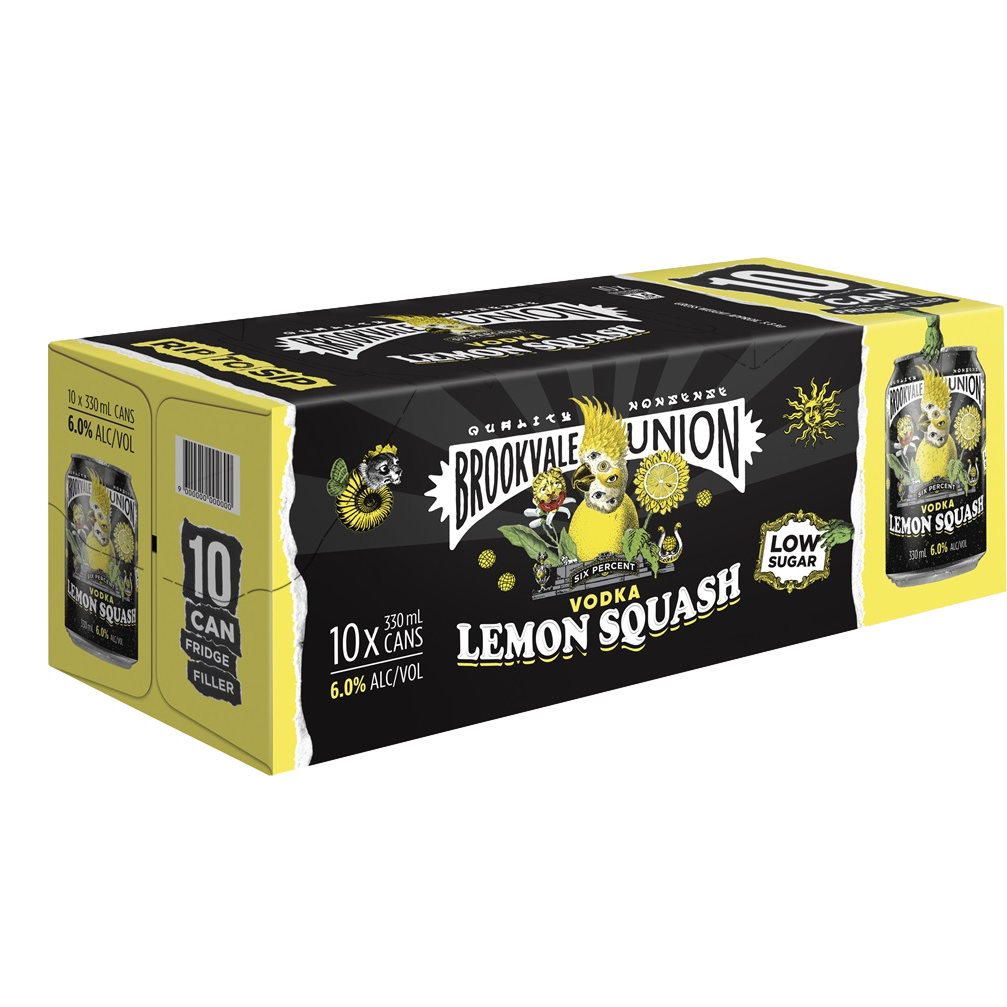 Brookvale Union Vodka Lemon Squash 6% 330ml Can 10 Pack
