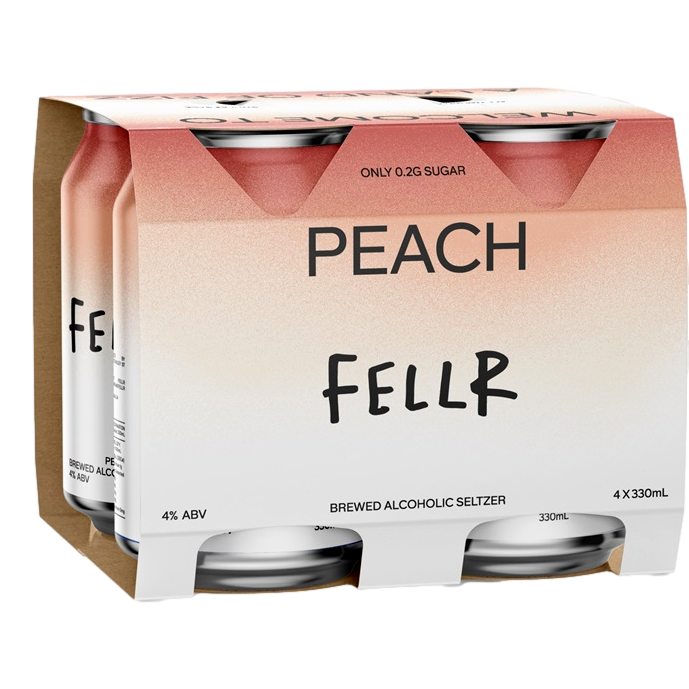 Fellr Peach Seltzer 330ml Can 4 Pack