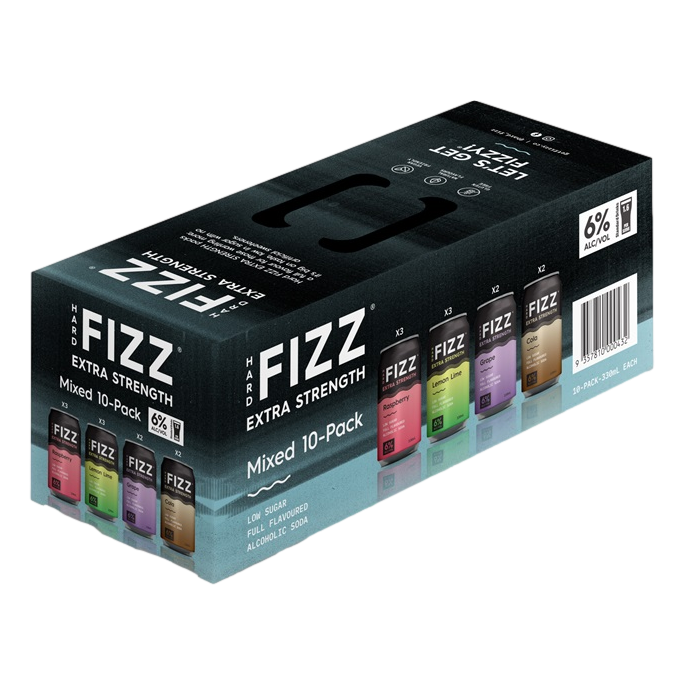 Hard Fizz EXTRA Mixed Alcoholic Soda 6% Can 330ml 10 Pack