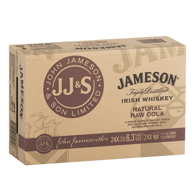 Jameson Irish Whiskey & Raw Cola 6.3% 375ml Can Case of 24