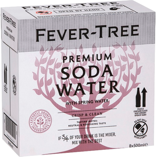 Fever Tree Premium Soda Water 500ml Bottle Case of 8