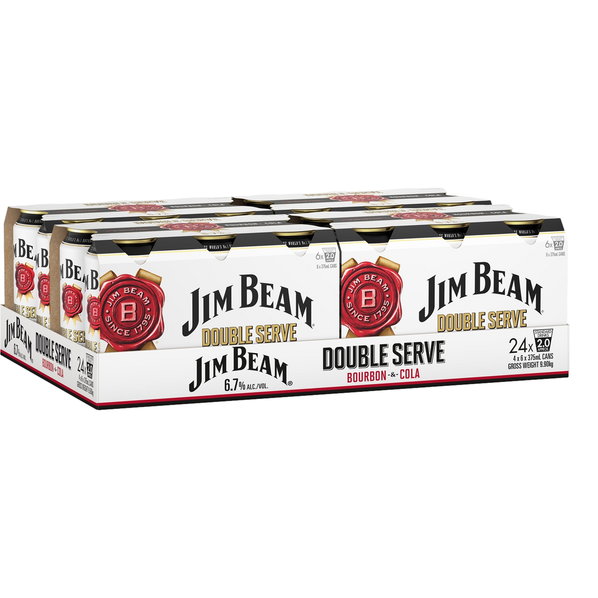 Jim Beam White & Cola Double Serve 6.7% 375ml Can Case of 24