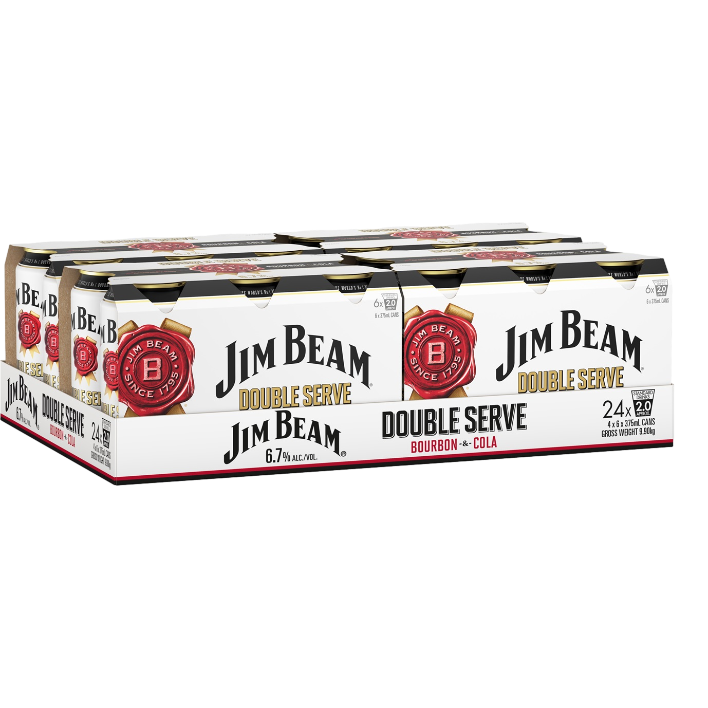 Jim Beam White & Cola Double Serve 6.7% 375ml Can Case of 24