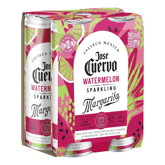 Jose Cuervo Watermelon Sparkling Margarita 330ml Can 4 Pack