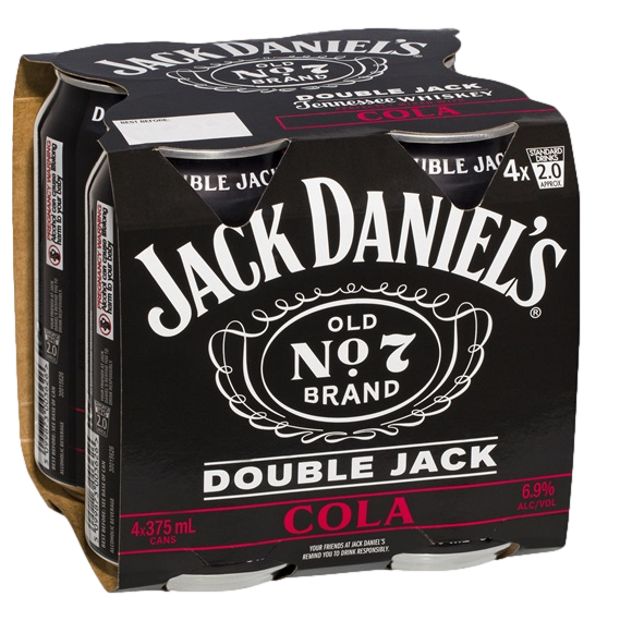 Jack Daniel's Double Jack & Cola 6.9% 375ml Can 4 Pack