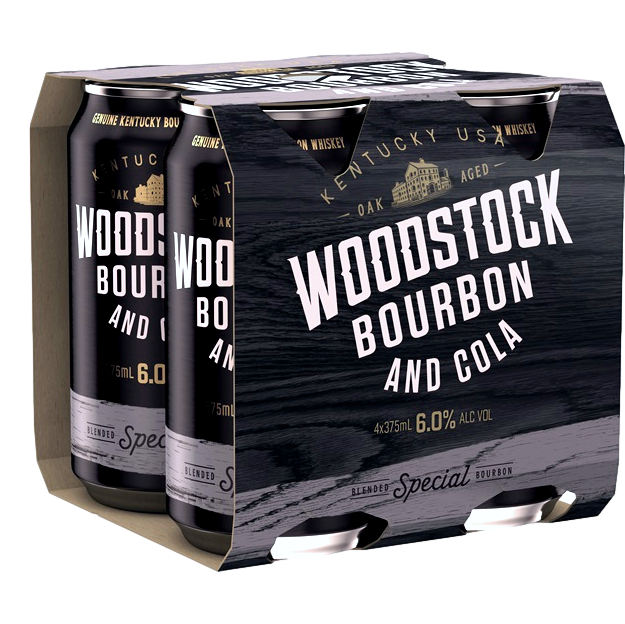 Woodstock Bourbon & Cola 6% 375ml Can 4 Pack