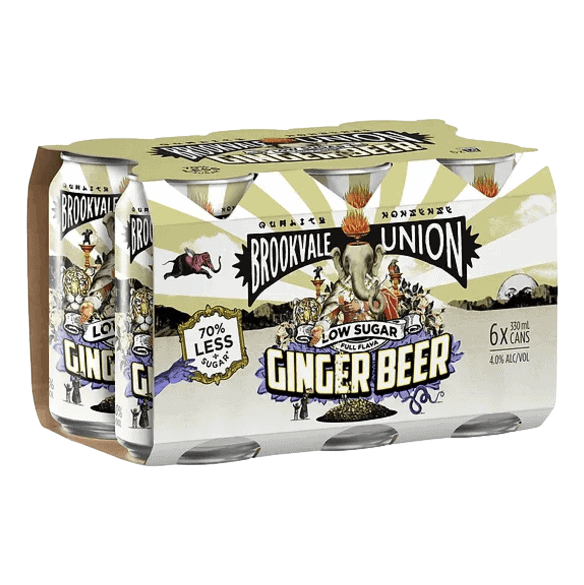 Brookvale Union Low Sugar Alcoholic Ginger Beer 330ml Can 6 Pack