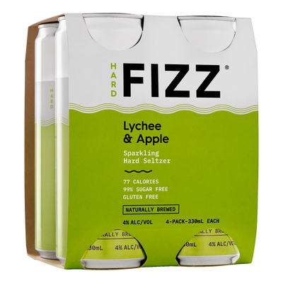 Hard Fizz Lychee & Apple Seltzer 330ml Can 4 Pack