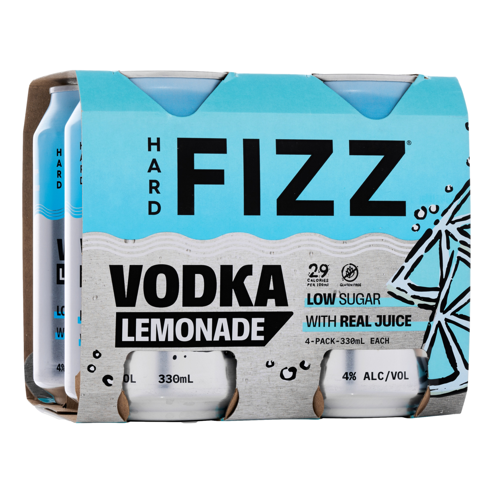Hard Fizz Vodka Lemonade 4% 330ml Can 4 Pack