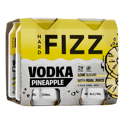 Hard Fizz Vodka Pineapple 4% 330ml Can 4 Pack