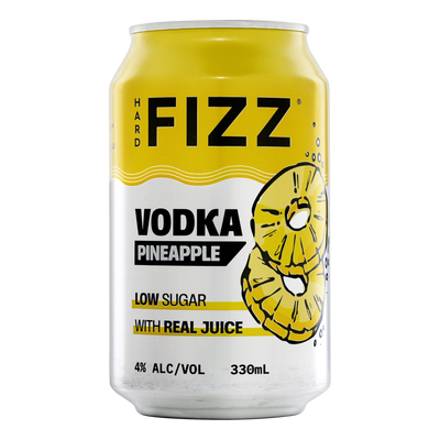 Hard Fizz Vodka Pineapple 4% 330ml Can 4 Pack