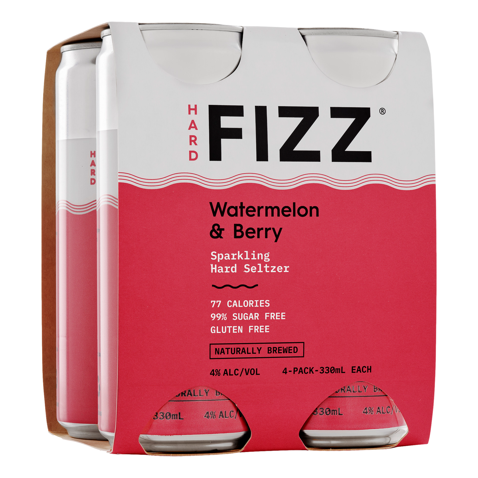 Hard Fizz Watermelon & Berry Seltzer 330ml Can 4 Pack