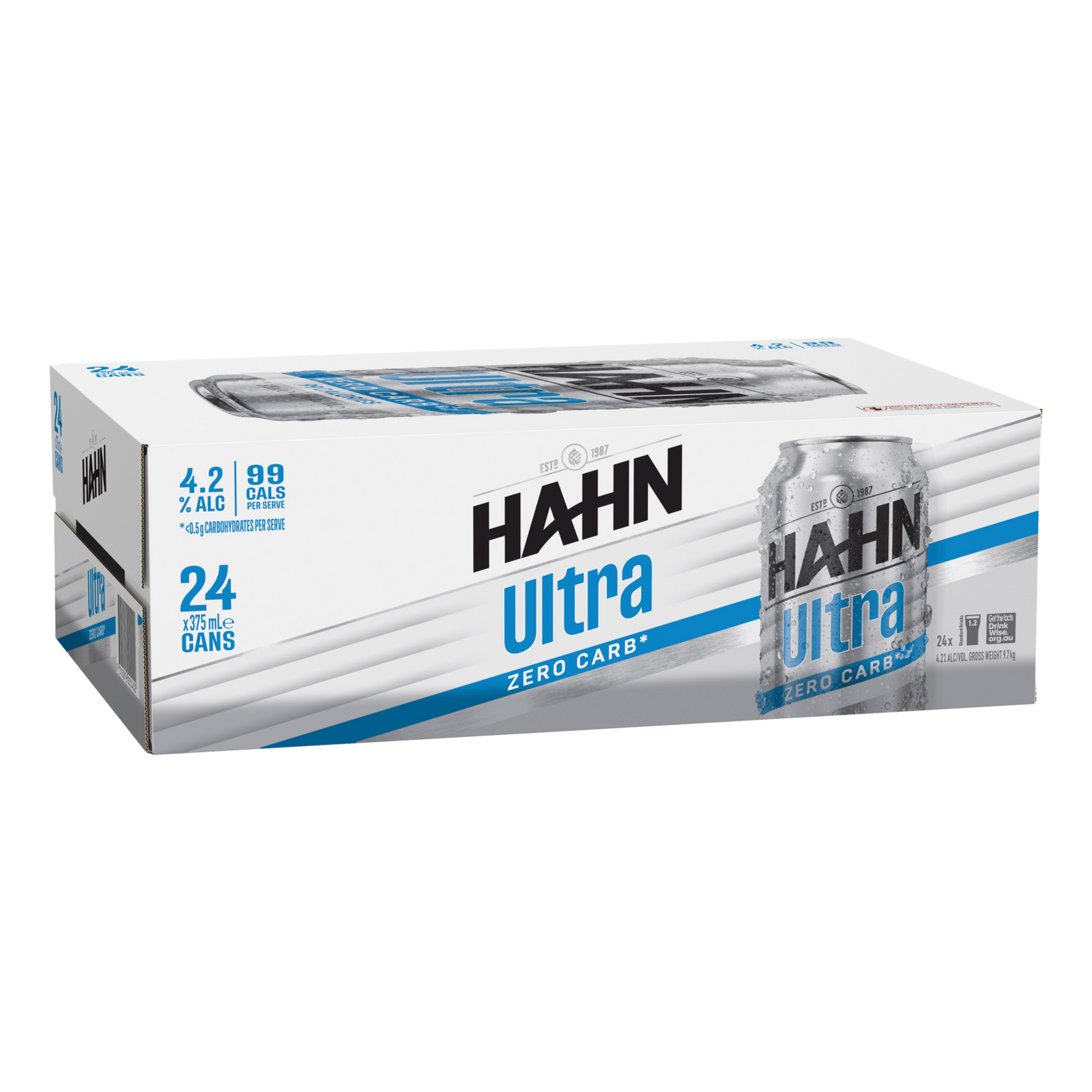 Hahn Ultra ZERO CARB Lager 4.2% 375ml Can Case of 24