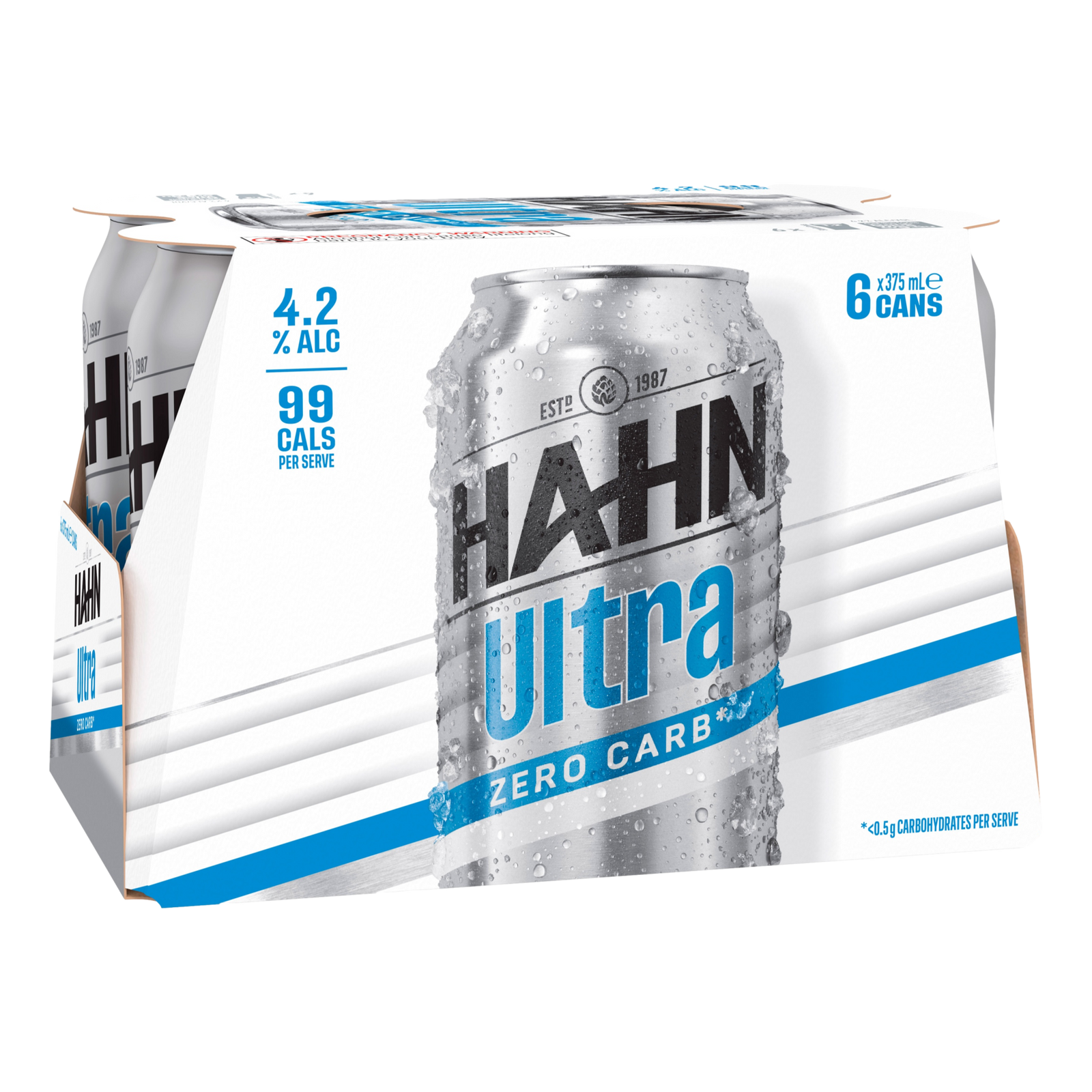 Hahn Ultra ZERO CARB Lager 4.2% 375ml Can 6 Pack