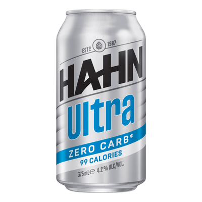 Hahn Ultra ZERO CARB Lager 4.2% 375ml Can Case of 24