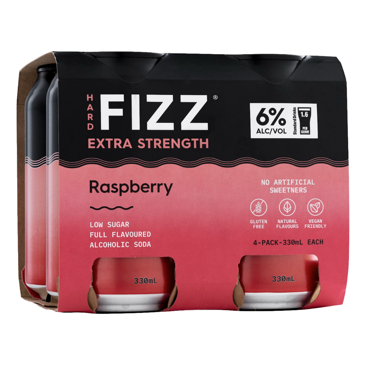 Hard Fizz Extra Raspberry Alcoholic Soda 6% 330ml Can 4 Pack ...