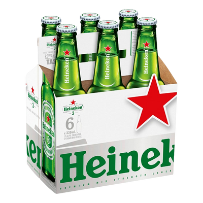 Heineken 3 Lager 3.3% 330ml Bottle 6 Pack