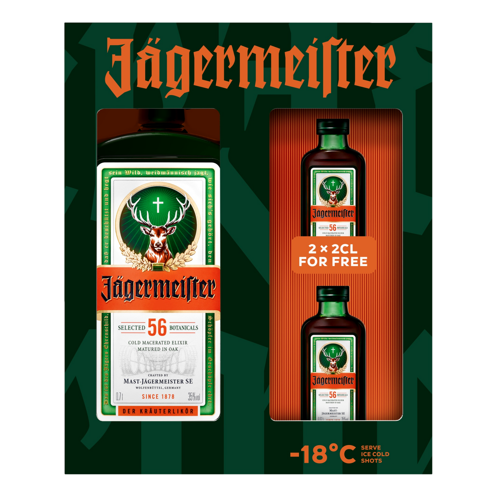 Jägermeister 700ml with 2 x 20ml Minis GIFT PACK
