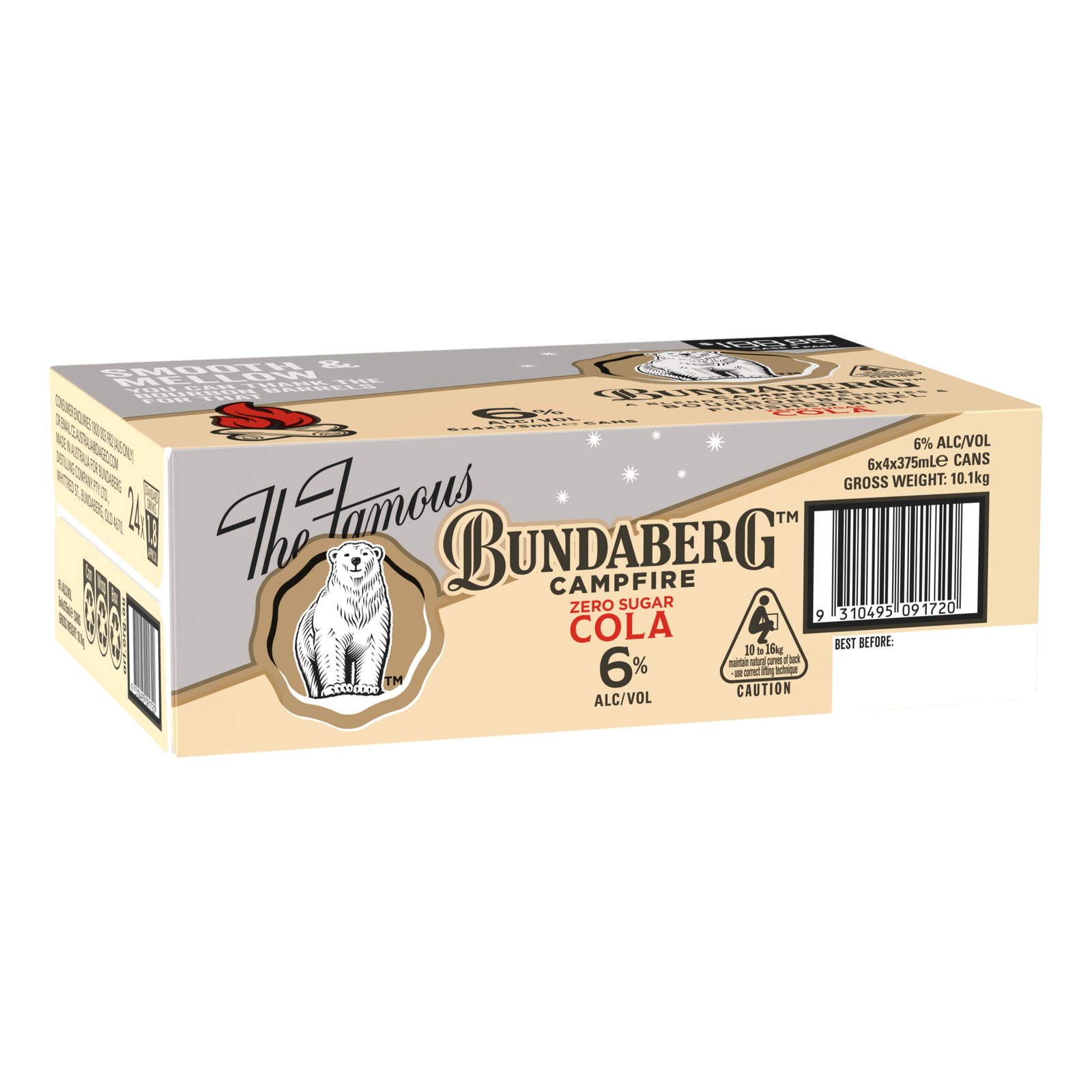 Bundaberg Campfire Bourbon Barrel Rum & Cola ZERO SUGAR 6% 375ml Can Case of 24