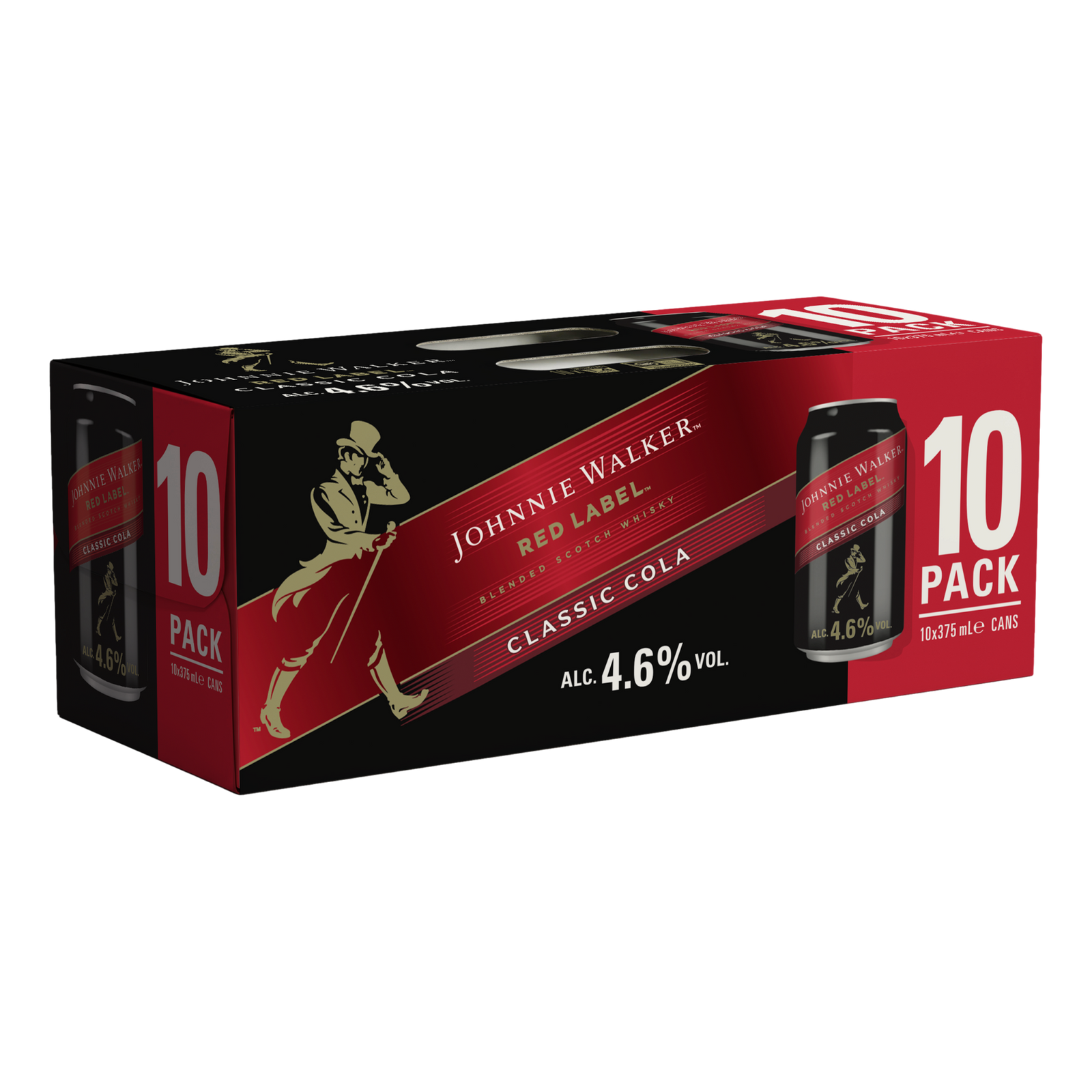 Johnnie Walker Red & Cola 4.6% 375ml Can 10 Pack - Camperdown Cellars