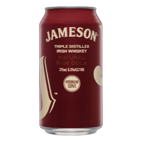 Jameson Irish Whiskey & Raw Cola 6.3% 375ml Can 4 Pack