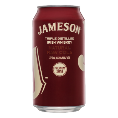 Jameson Irish Whiskey & Raw Cola 6.3% 375ml Can 4 Pack