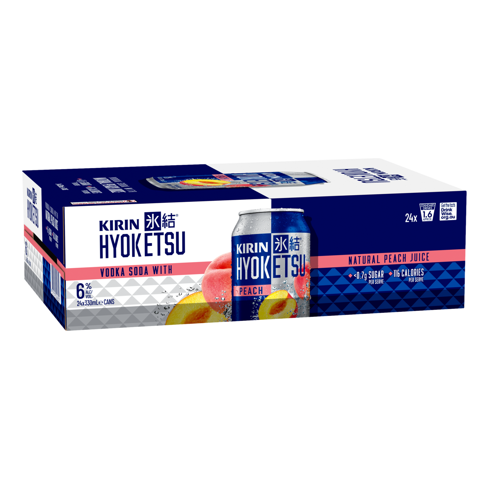 Kirin Hyoketsu Peach Vodka Soda 6% 330ml Can Case of 24