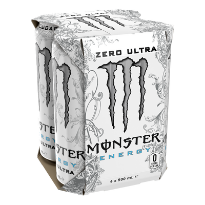 Monster Energy Drink ZERO ULTRA 500ml Can 4 Pack