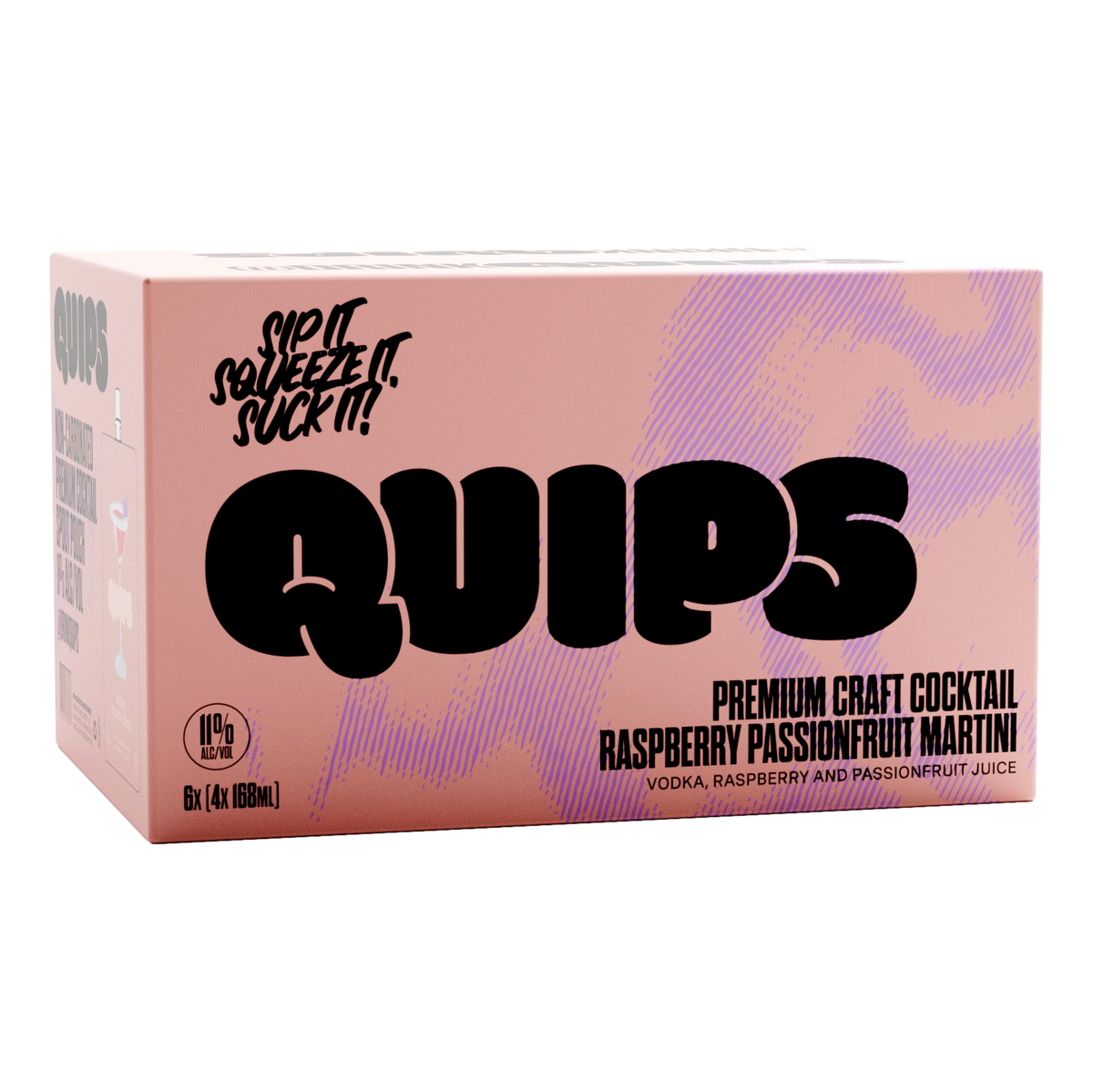 Quips Raspberry Passionfruit Martini Cocktail Pouch 168ml Case of 24