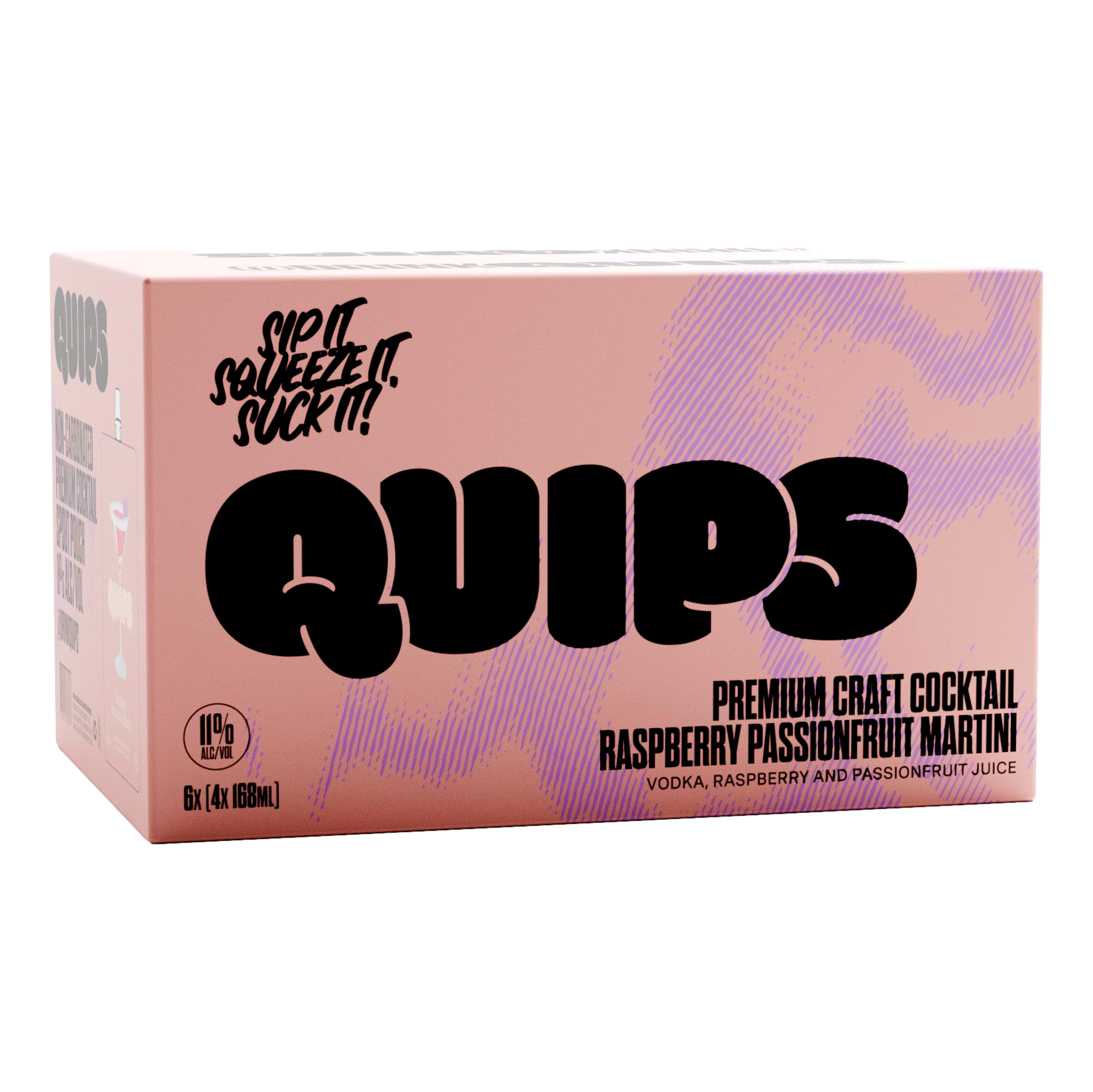 Quips Raspberry Passionfruit Martini Cocktail Pouch 168ml Case of 24