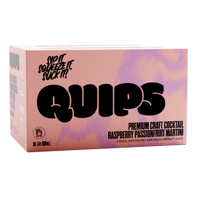 Quips Raspberry Passionfruit Martini Cocktail Pouch 168ml Case of 24