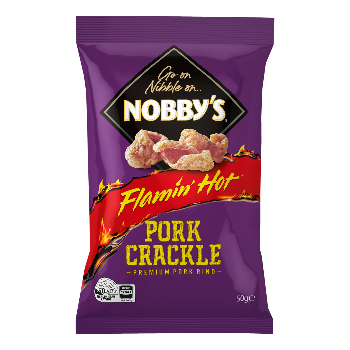 Nobby's Flamin Hot Pork Crackle 50g