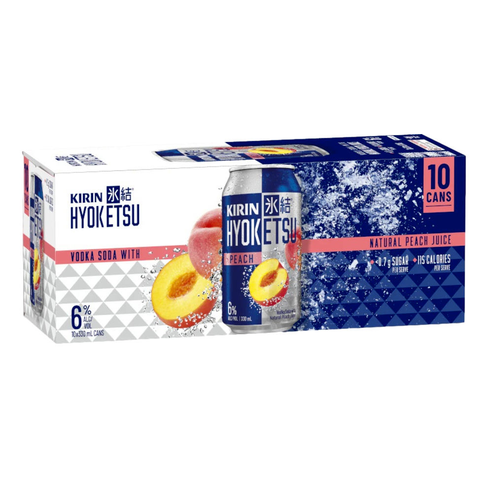 Kirin Hyoketsu Peach Vodka Soda 6% 330ml Can 10 Pack