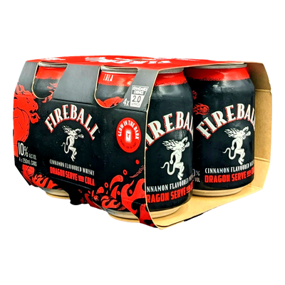 Fireball Cinnamon Whisky Dragon Serve & Cola 10% 250ml Can 4 Pack