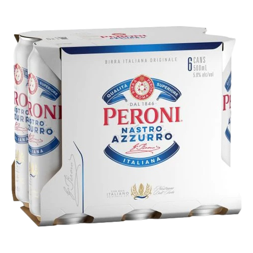 Peroni Nastro Azzurro Lager 500ml Can 6 Pack