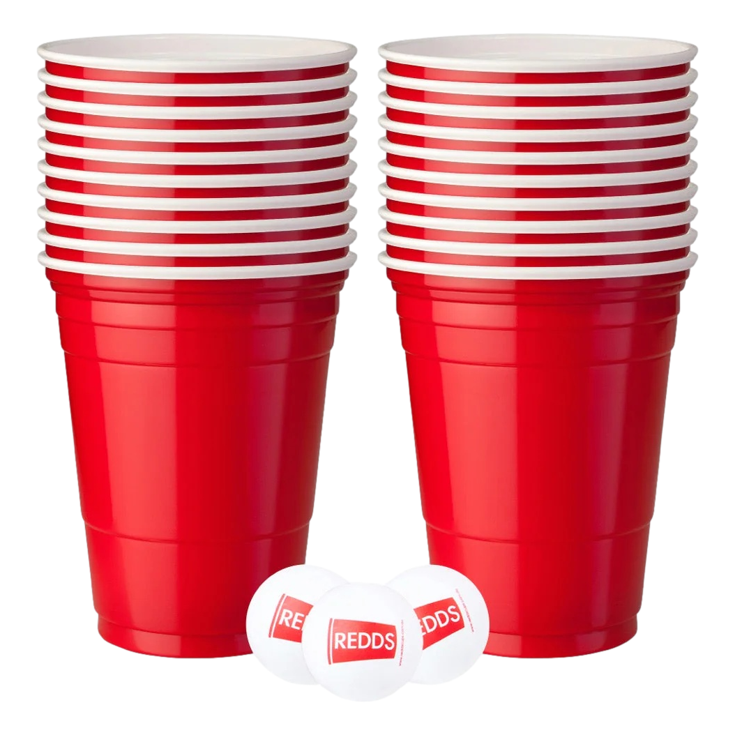 REDDS Pong Set Red Cup Beer 425ml 20 Pack & 3 Balls